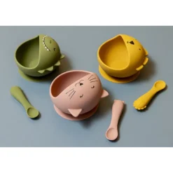 Set premier repas bébé en silicone - mr. dino