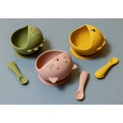 Set premier repas bébé en silicone - mr. lion