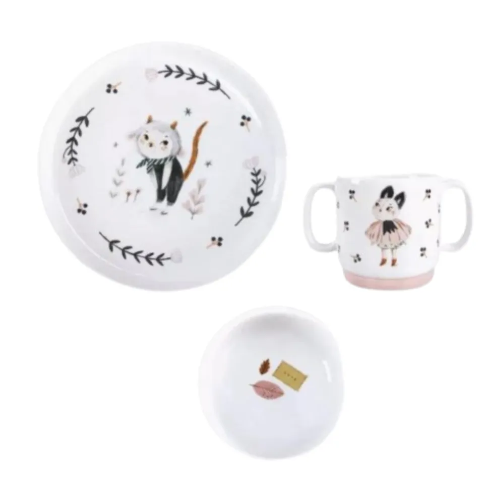 Set vaisselle 3 pièces en porcelaine après la pluie