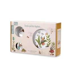 Set vaisselle 3 pièces en porcelaine trois petits lapins