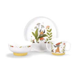 Set vaisselle 3 pièces en porcelaine trois petits lapins