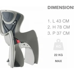 Siège arrière de vélo pour bébé gris