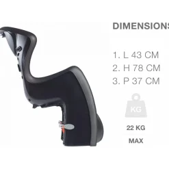 Siège arrière de vélo pour bébé noir et gris