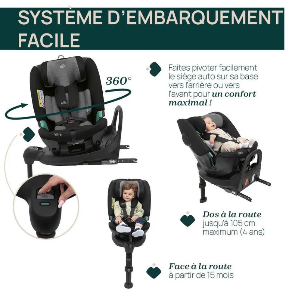 Siège auto fullseat 360 i-size avec base black satin