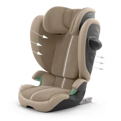 Siège auto pliable i-size solution g2 i-fix tissu plus almond beige