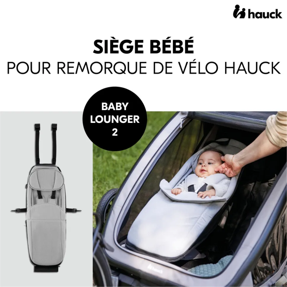 Siège bébé pour remorque de vélo baby lounger 2 grey