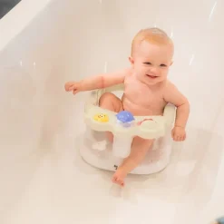 Siège de bain bébé sécurisé avec jouets intégrés dune