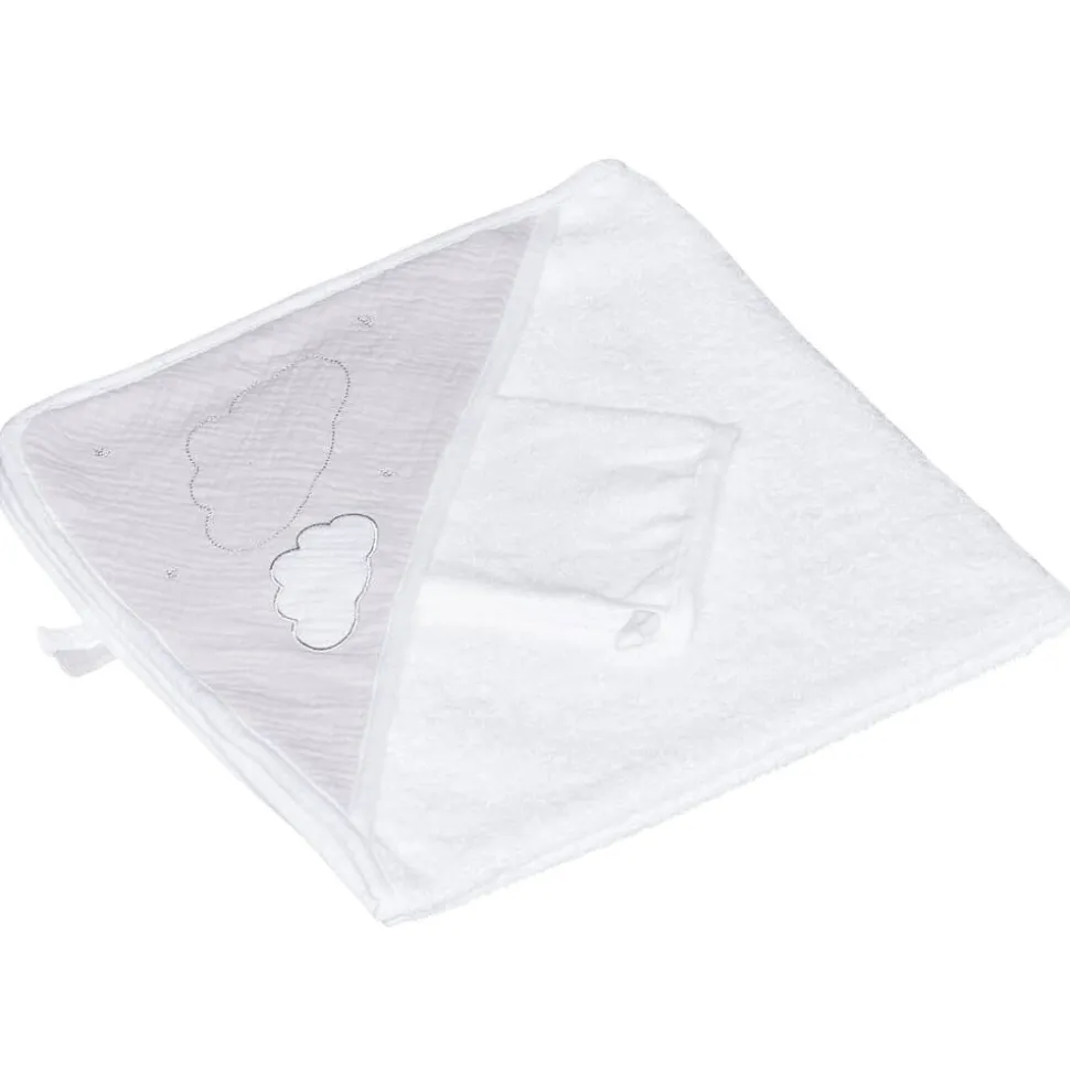 Sortie de bain avec gant lily grey