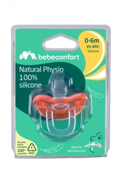 Sucette naturel physio tout en silicone - 0/6 mois - coloris aléatoire