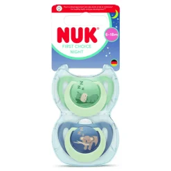 2 sucettes first choice nuit 6-18m hippo/koala