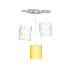 Suspension lumineuse trio pluche et pompon