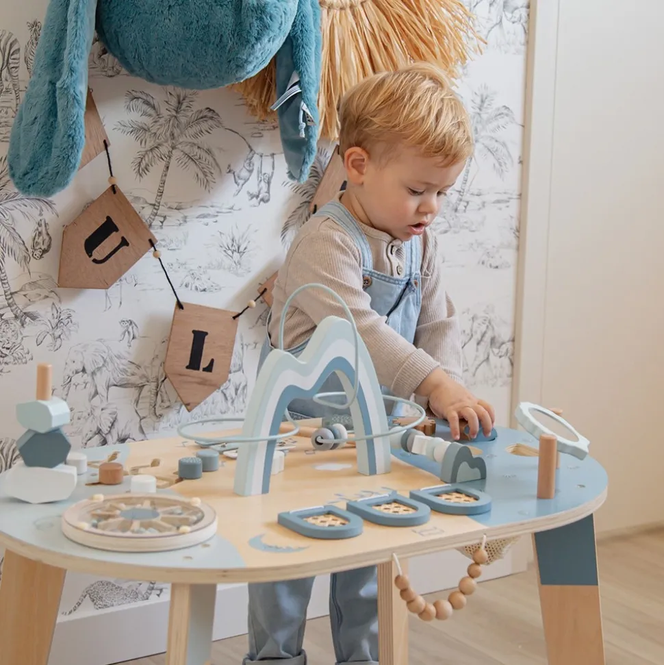 Table d'activités en bois - bleu