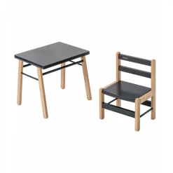 Table enfant gabriel + chaise basse louise hybride anthracite