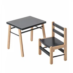 Table enfant gabriel + chaise basse louise hybride anthracite