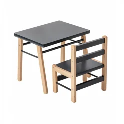 Table enfant gabriel + chaise basse louise hybride anthracite