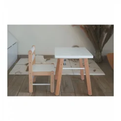 Table enfant gabriel + chaise basse louise hybride blanc