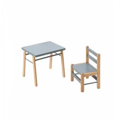 Table enfant gabriel + chaise basse louise hybride bleu gris