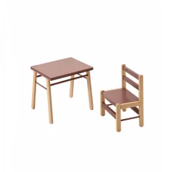 Table enfant gabriel + chaise basse louise hybride vieux rose
