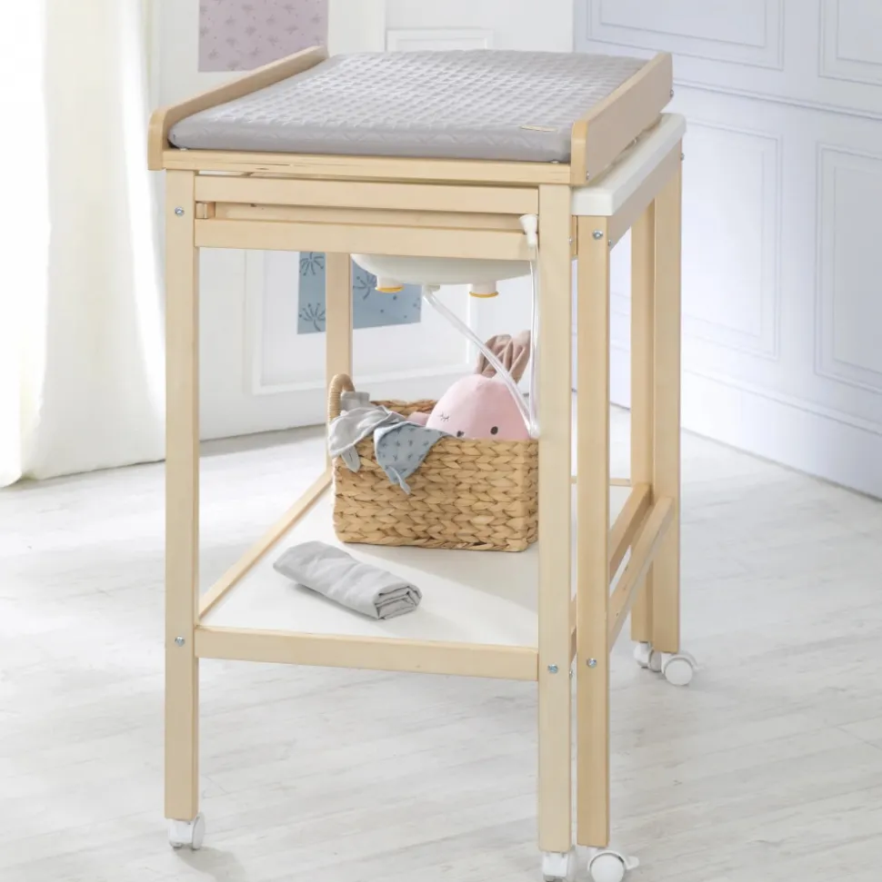 Table à langer avec baignoire baby pool et matelas à langer gris
