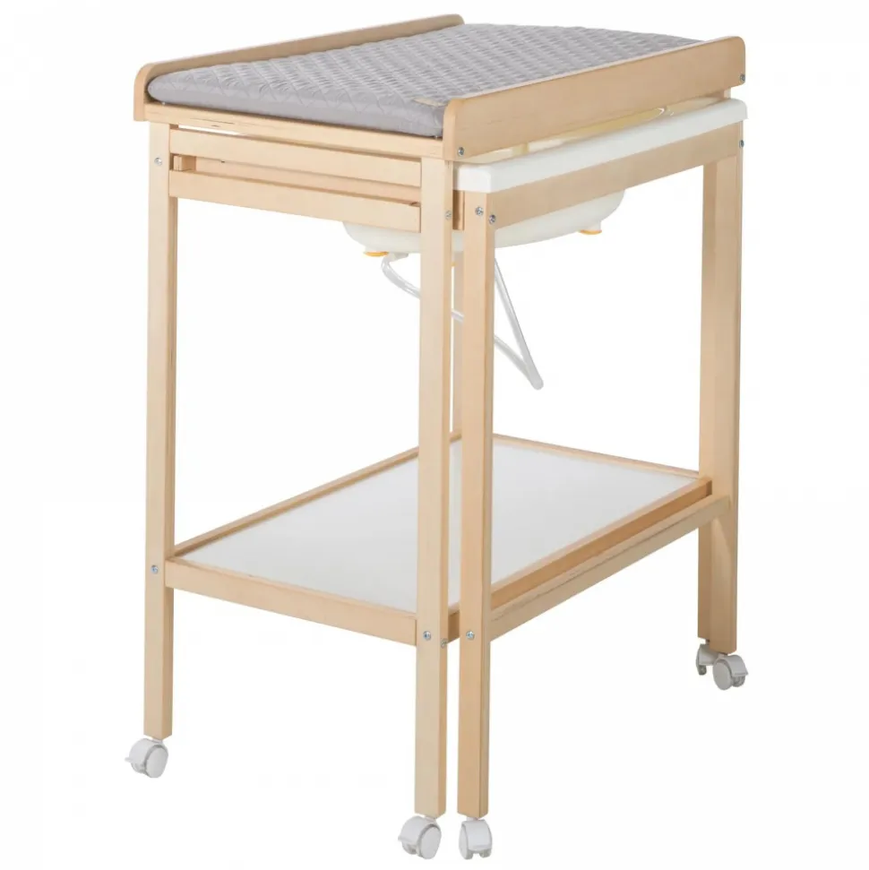 Table à langer avec baignoire baby pool et matelas à langer gris