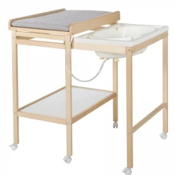 Table à langer avec baignoire baby pool et matelas à langer gris
