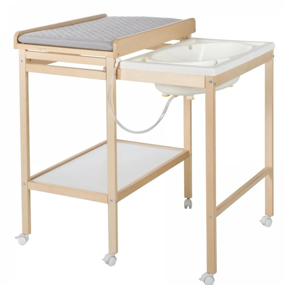 Table à langer avec baignoire baby pool et matelas à langer gris