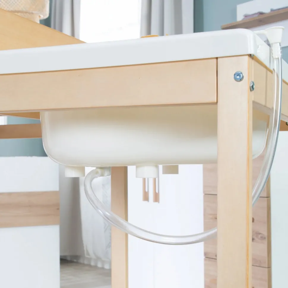 Table à langer avec baignoire baby pool et matelas à langer blanc