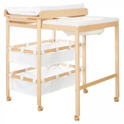 Table à langer avec baignoire baby pool et matelas à langer blanc