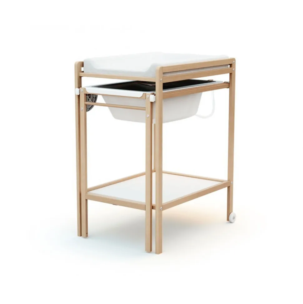Table à langer avec baignoire essentiel hêtre verni