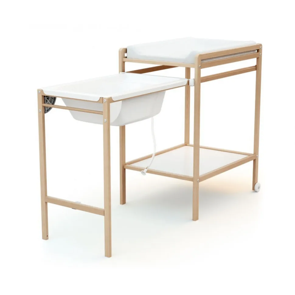 Table à langer avec baignoire essentiel hêtre verni