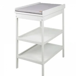 Table à langer bois blanc et matelas à langer gris
