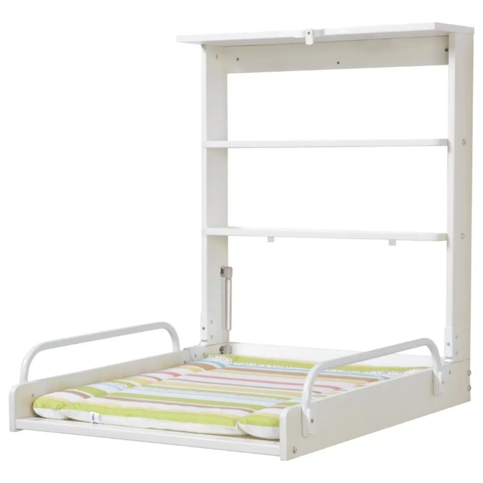 Table à langer murale blanche avec matelas à langer dschungelbaby