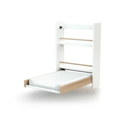 Table à langer murale essentiel + blanc et hêtre verni