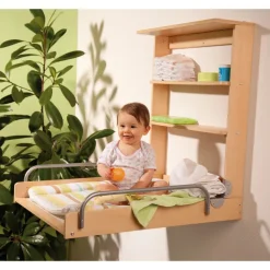 Table à langer murale naturelle avec matelas à langer dschungelbaby
