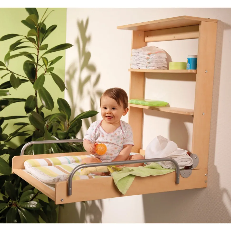 Table à langer murale naturelle avec matelas à langer dschungelbaby