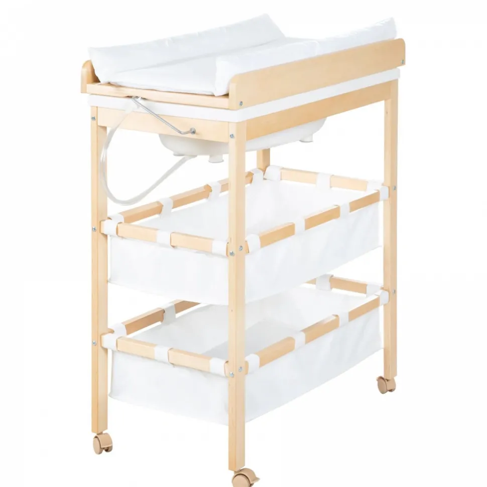 Table à langer pliable avec baignoire baby pool et matelas à langer blanc