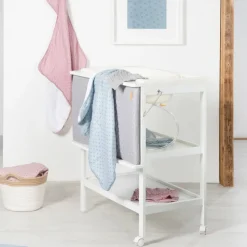 Table à langer pliable avec baignoire baby pool et matelas à langer roba style gris