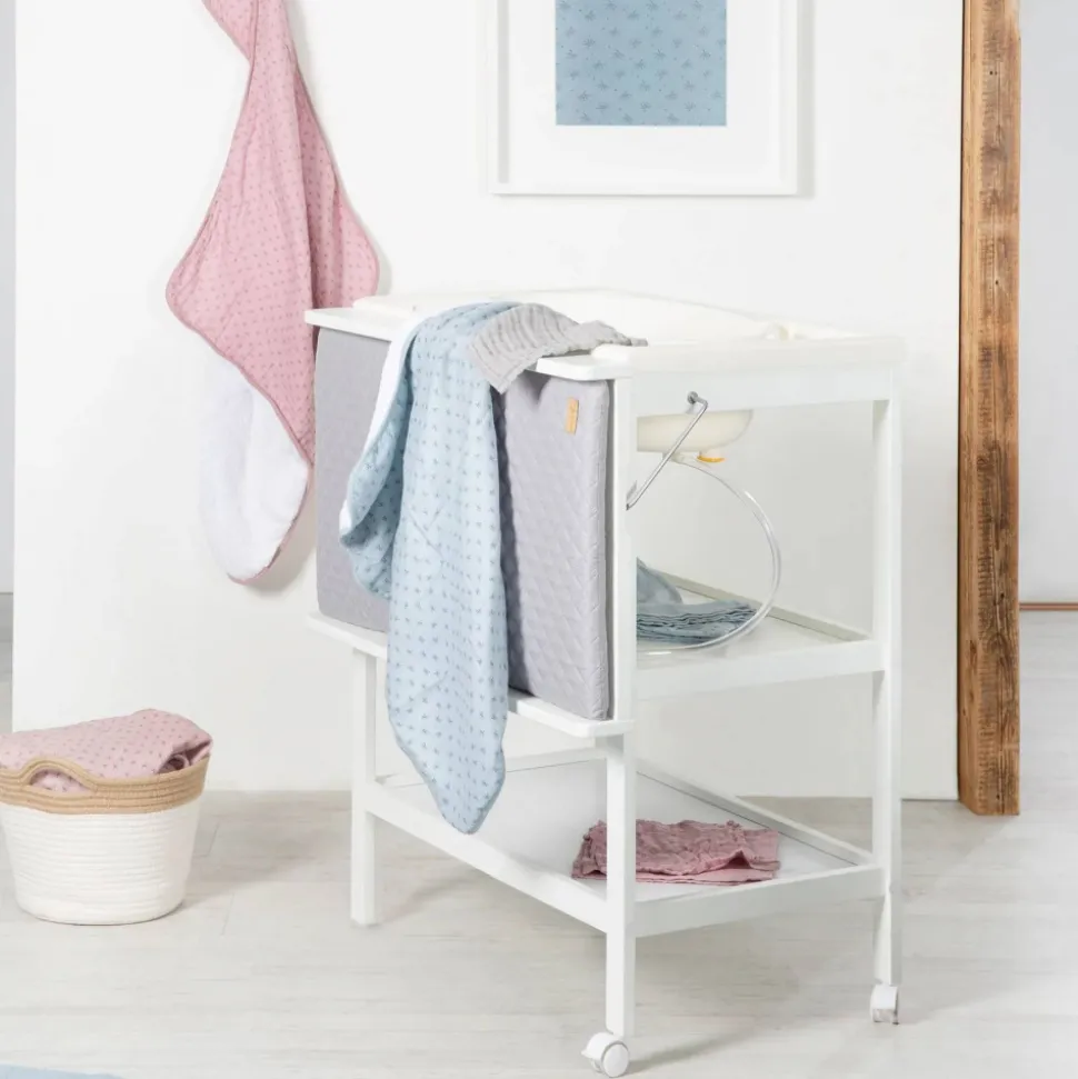 Table à langer pliable avec baignoire baby pool et matelas à langer roba style gris