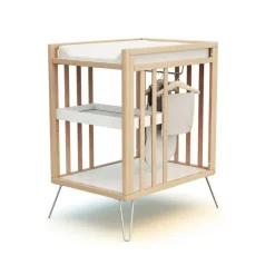 Table à langer 2 étagères hêtre et acier