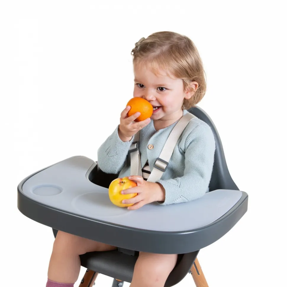 Tablette chaise evolu 2 grise et set en silicone