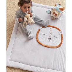 Tapis de jeu et de parc en veloudoux 75 x 95 cm babou gris