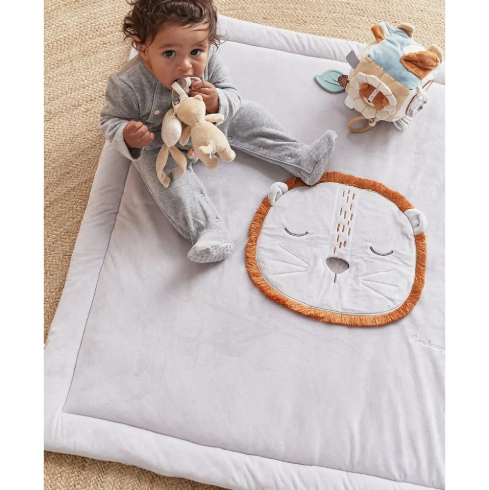 Tapis de jeu et de parc en veloudoux 75 x 95 cm babou gris