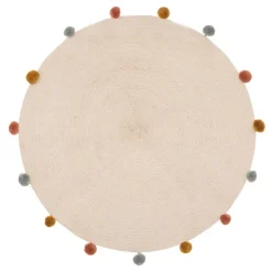 Tapis enfant rond ø90 cm arlequin avec pompons