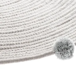 Tapis enfant rond ø90 cm gris avec pompons