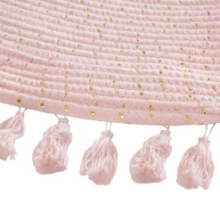 Tapis enfant rond ø90 cm lulu rose à franges