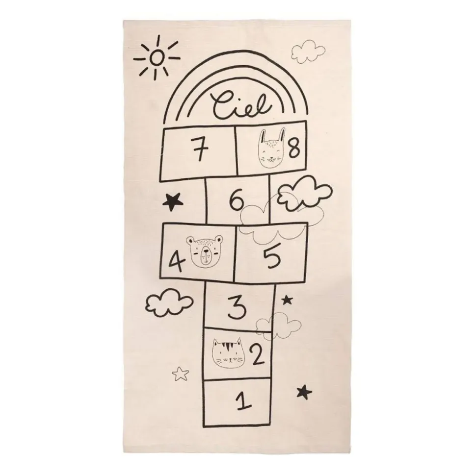 Tapis enfant 80x150 cm marelle blanc
