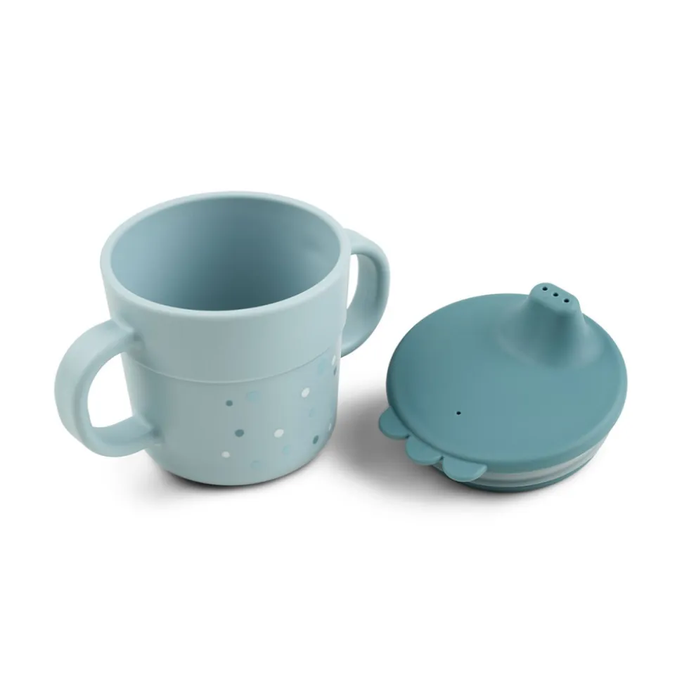 Tasse d'apprentissage happy dots bleu