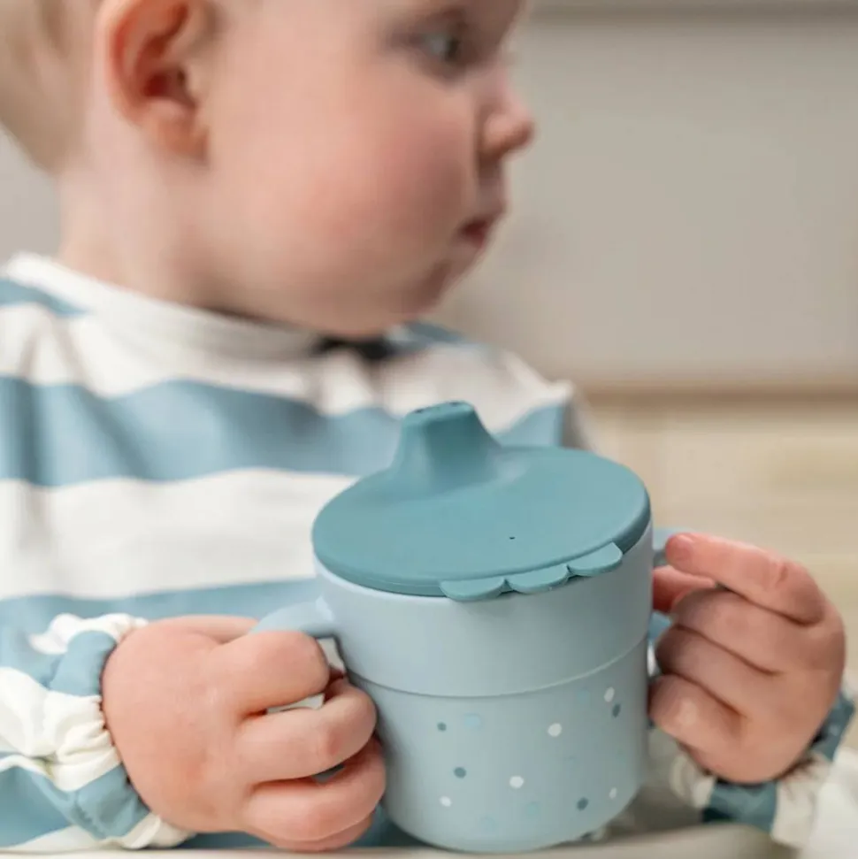 Tasse d'apprentissage happy dots bleu