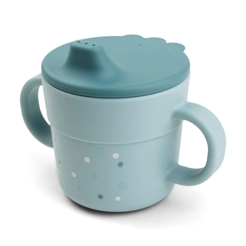 Tasse d'apprentissage happy dots bleu
