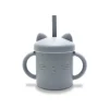 Tasse silicone avec poignée et paille gris